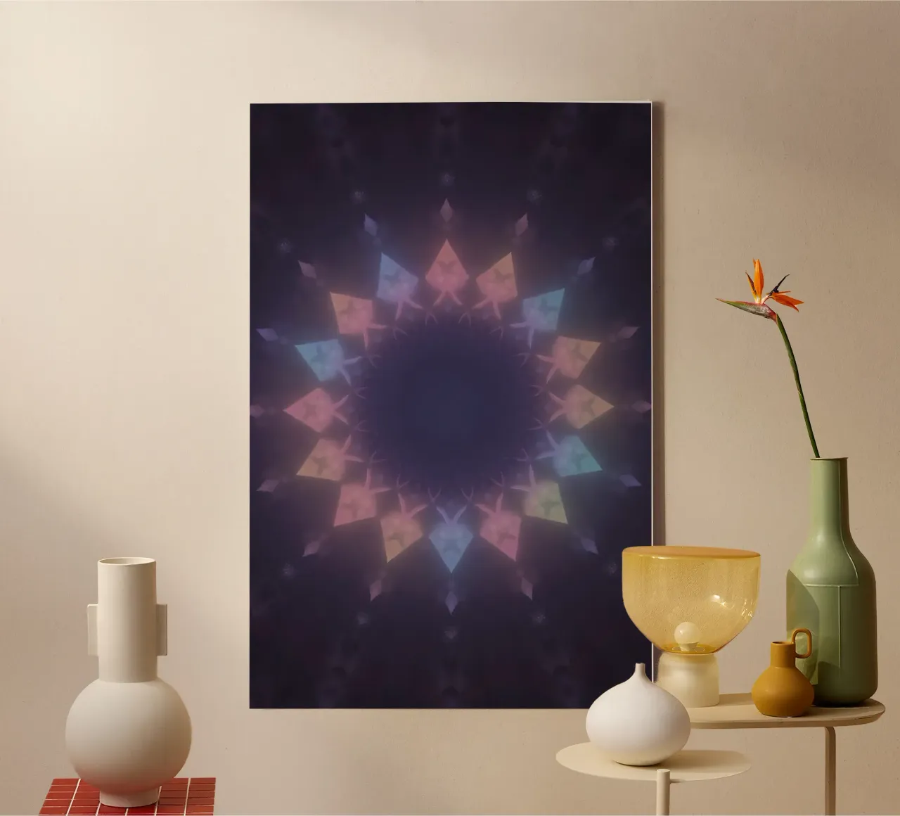 Radial Geometric Pattern with Pastel Colors canvas by DesignDoodle