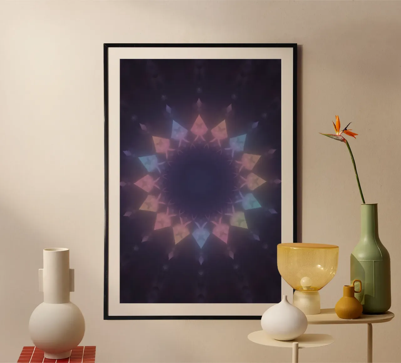 Radial Geometric Pattern with Pastel Colors hahnemühle by DesignDoodle