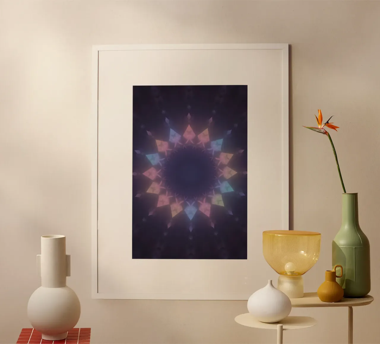 Radial Geometric Pattern with Pastel Colors hahnemühle by DesignDoodle
