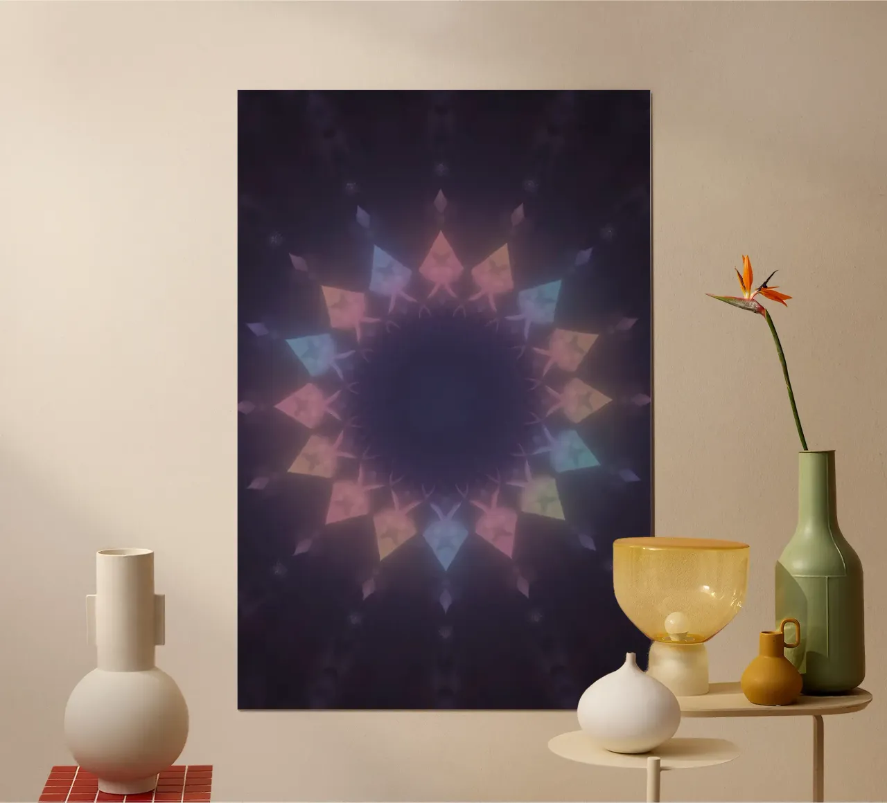 Radial Geometric Pattern with Pastel Colors hahnemühle by DesignDoodle