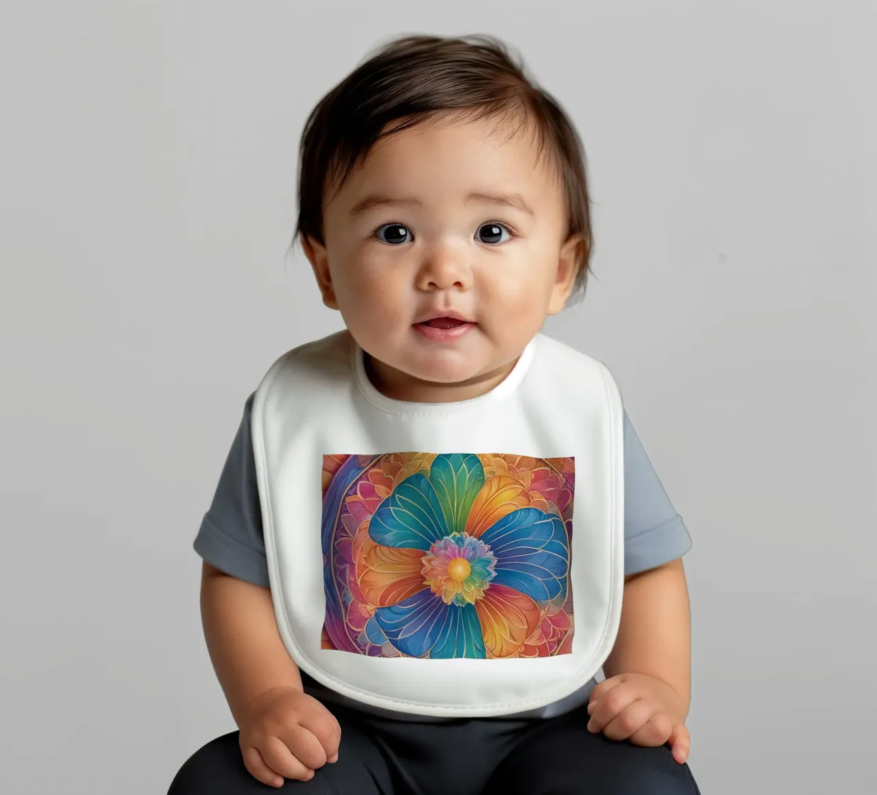 Mandala astratto arcobaleno bavaglino da DesignDoodle