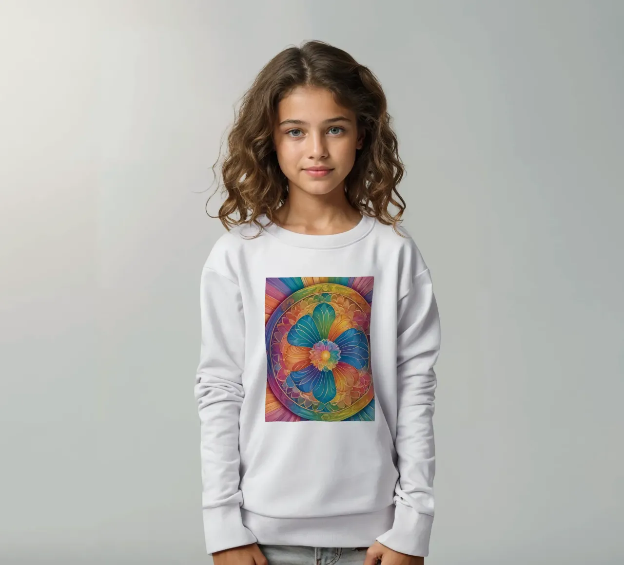 Mandala astratto arcobaleno felpa bambino da DesignDoodle