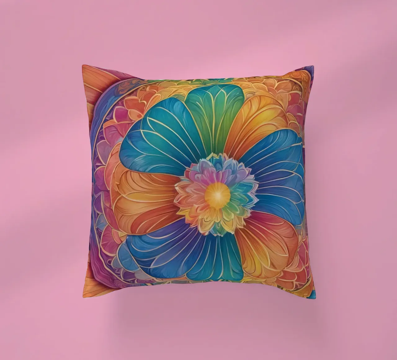 Mandala astratto arcobaleno cuscino da DesignDoodle