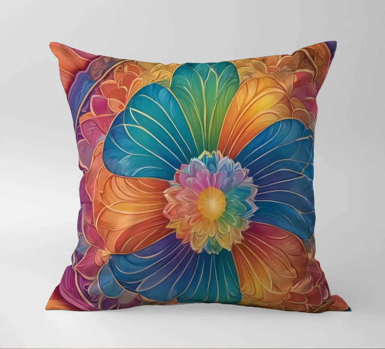 Mandala astratto arcobaleno cuscino da DesignDoodle