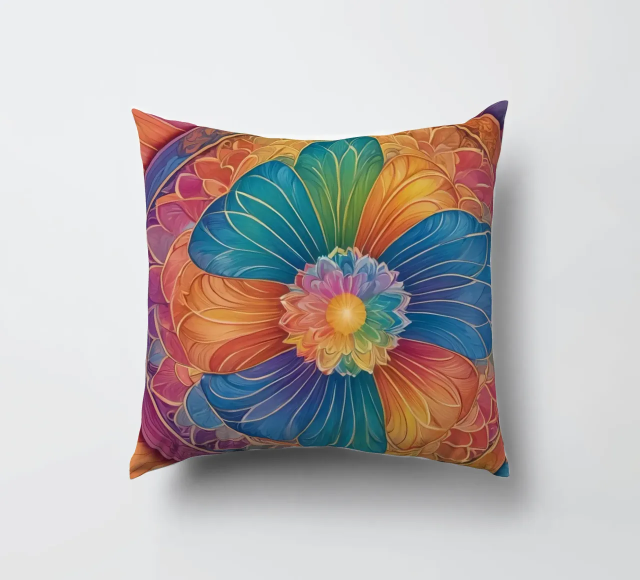 Mandala astratto arcobaleno cuscino da DesignDoodle