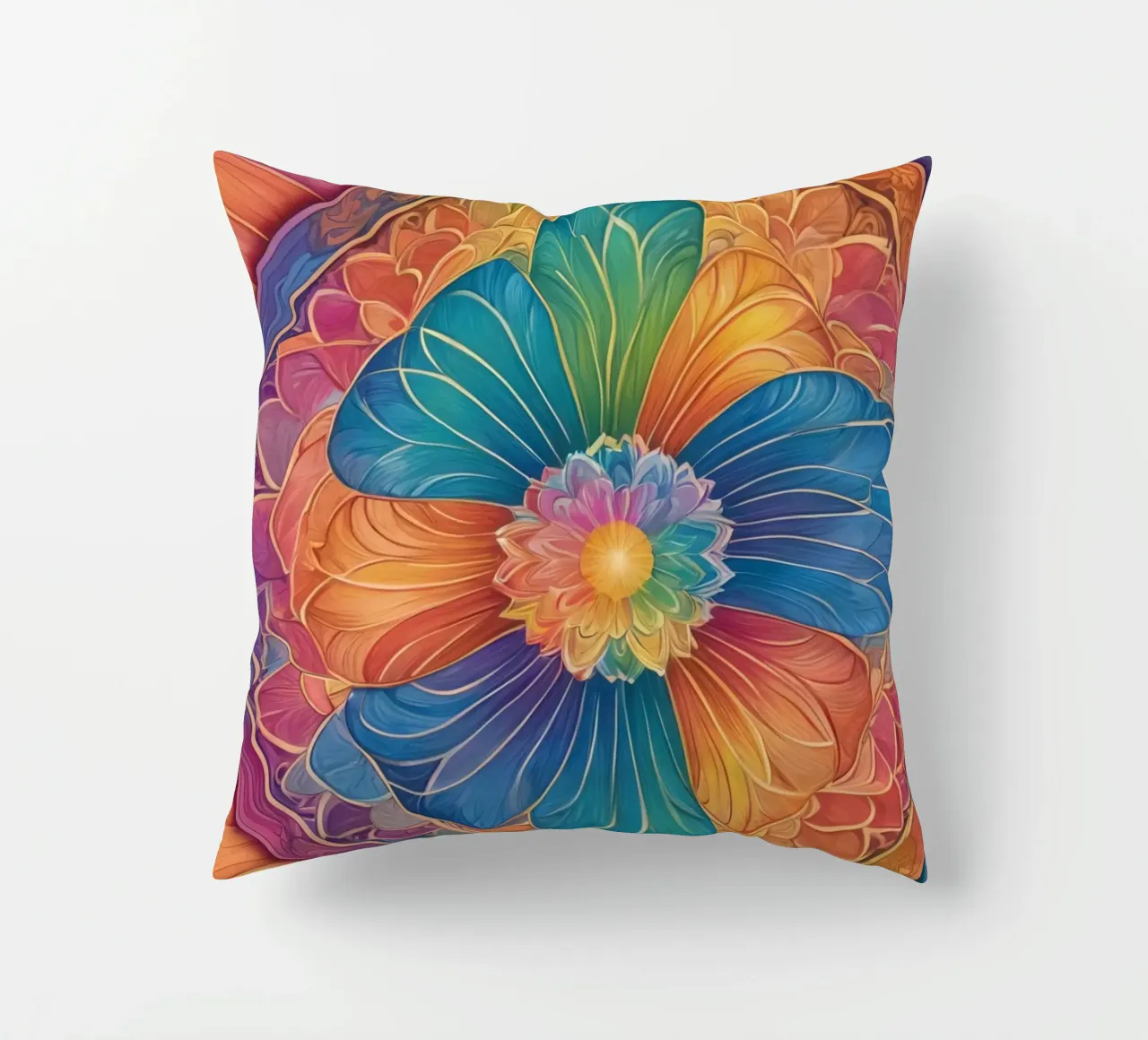 Mandala astratto arcobaleno cuscino da DesignDoodle