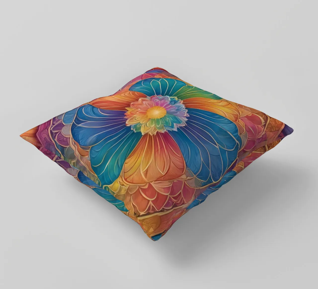 Mandala astratto arcobaleno cuscino da DesignDoodle
