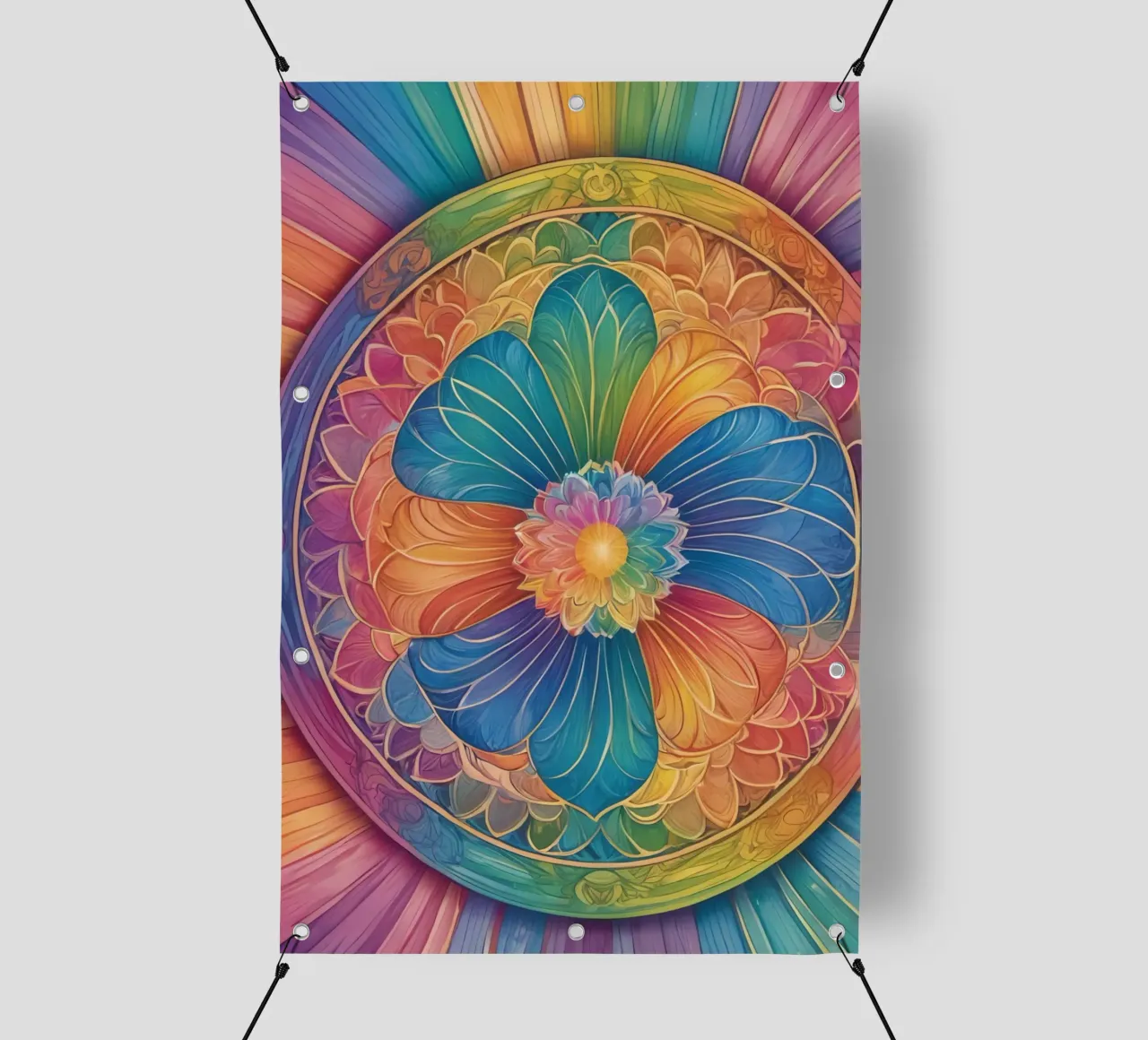 Mandala astratto arcobaleno telo in pvc da DesignDoodle