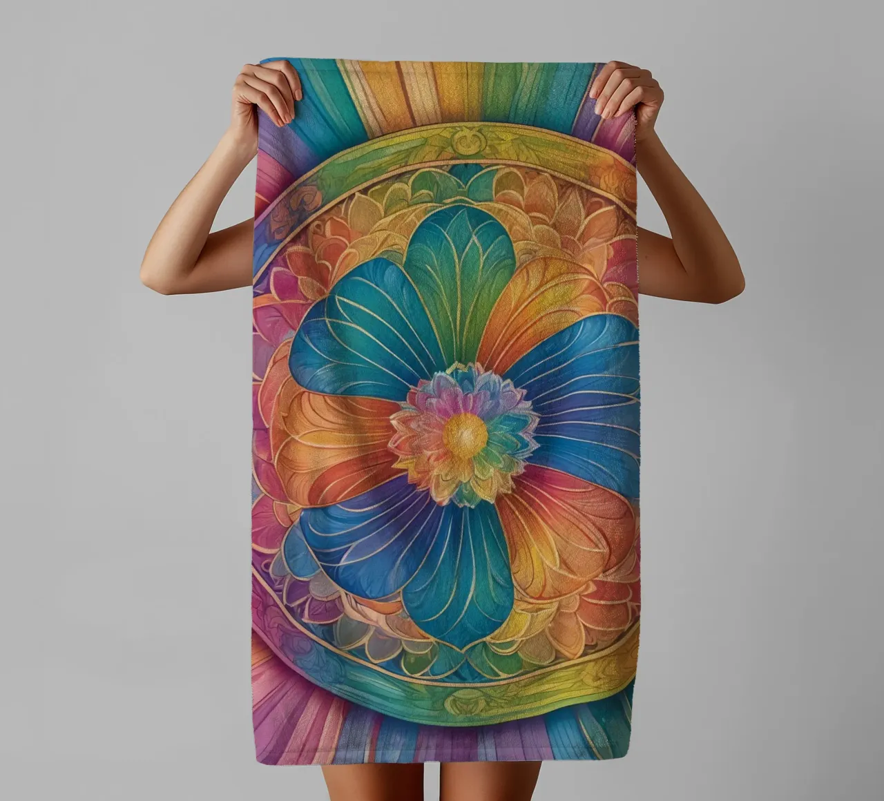 Abstract Regenboog Mandala Ontwerp badhanddoek van DesignDoodle
