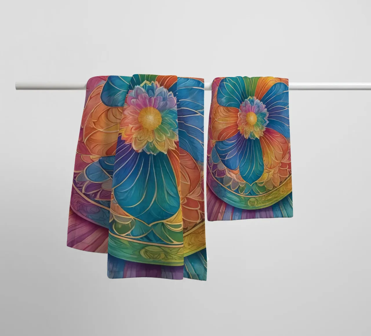 Abstract Regenboog Mandala Ontwerp badhanddoek van DesignDoodle