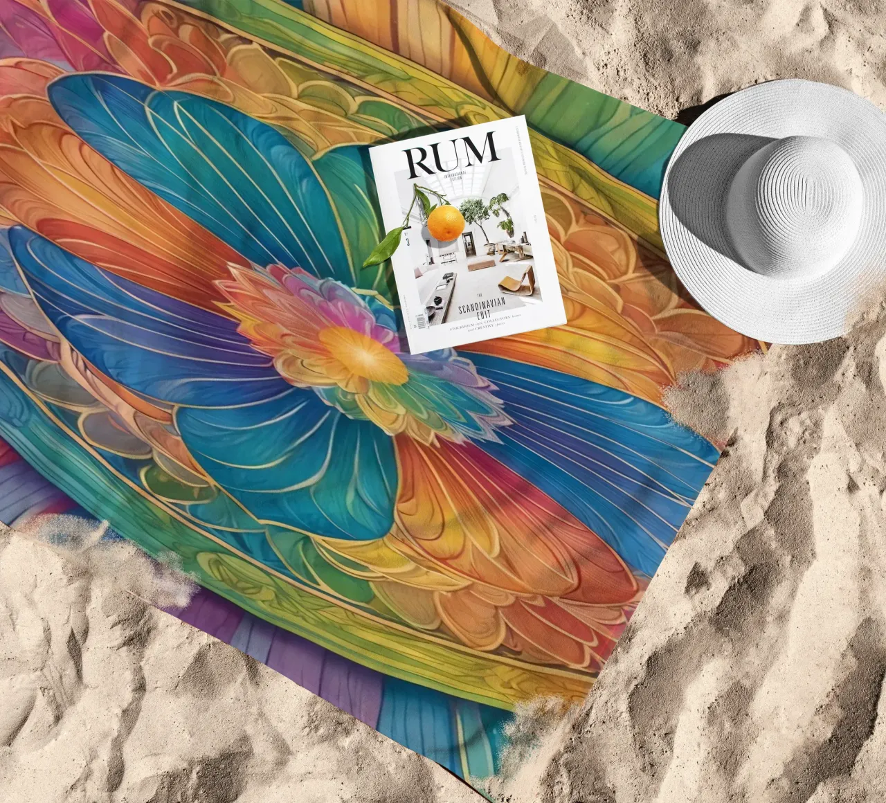 Mandala astratto arcobaleno telo mare da DesignDoodle
