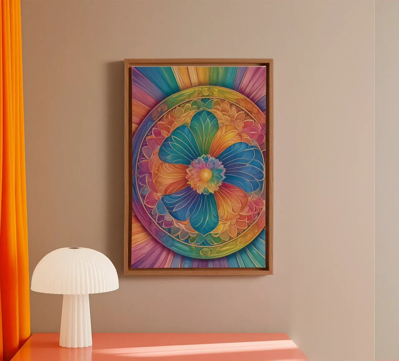 Abstract Regenboog Mandala Ontwerp canvas van DesignDoodle