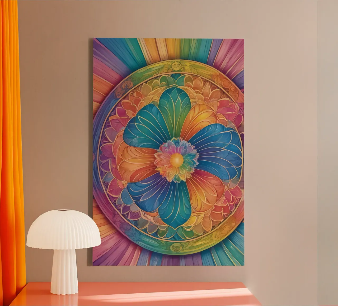 Abstract Regenboog Mandala Ontwerp canvas van DesignDoodle