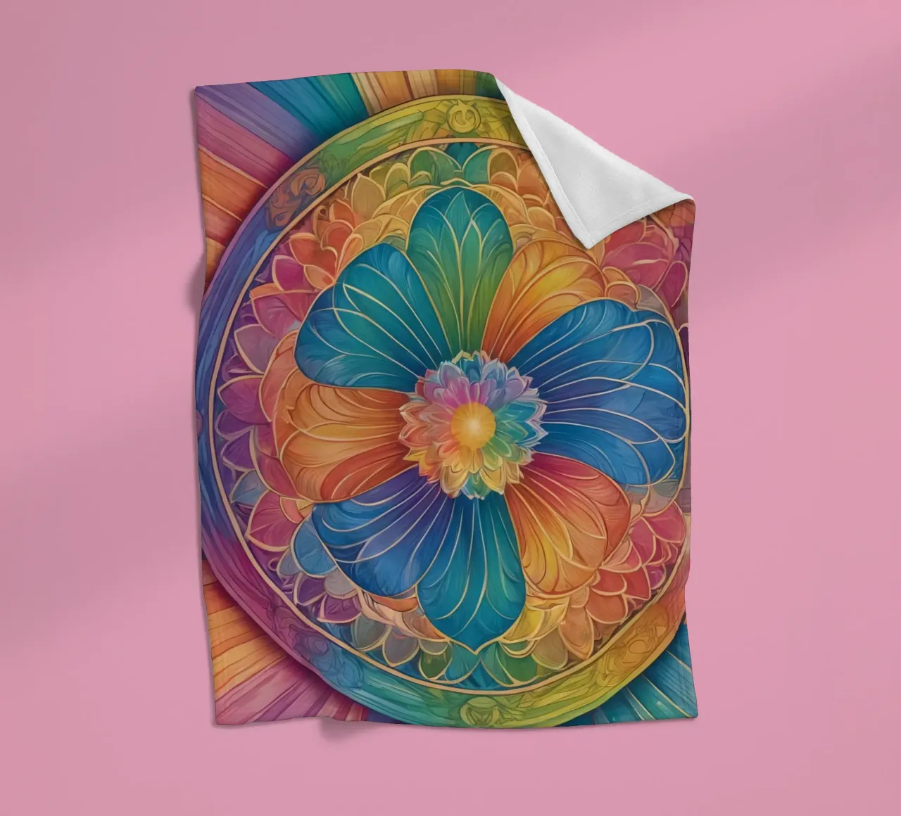 Mandala astratto arcobaleno coperta in pile da DesignDoodle
