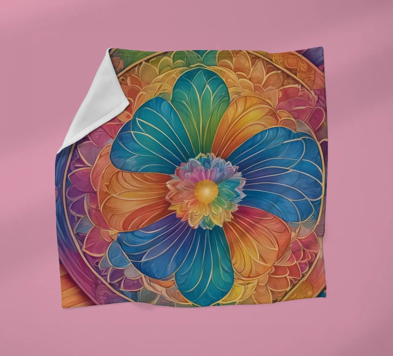 Mandala astratto arcobaleno coperta in pile da DesignDoodle