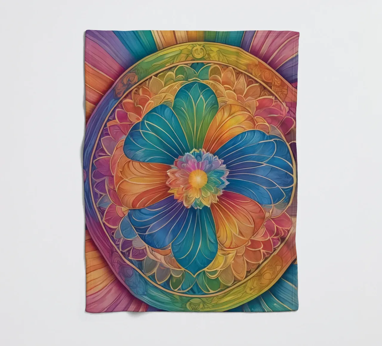 Mandala astratto arcobaleno coperta in pile da DesignDoodle