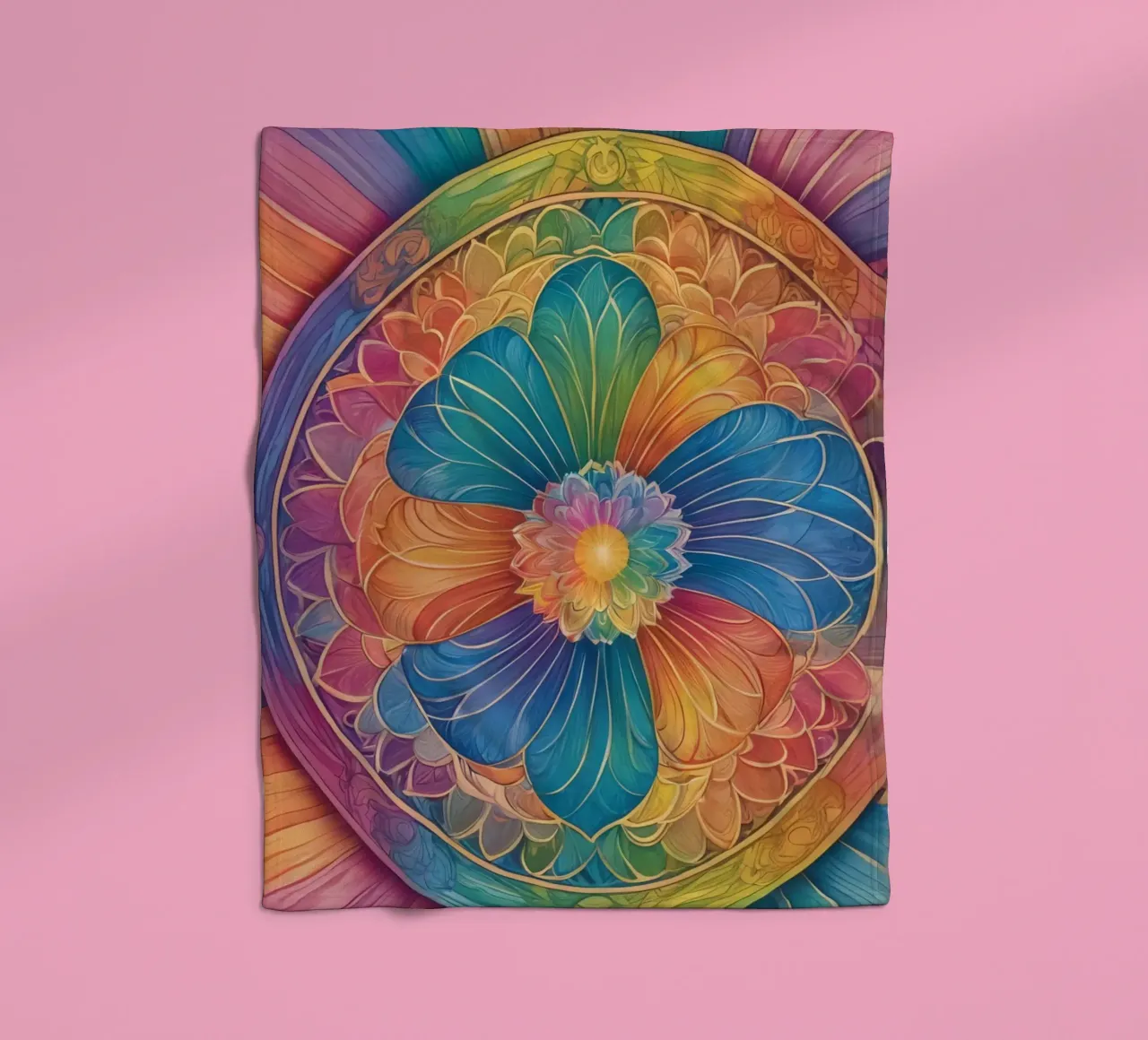 Mandala astratto arcobaleno coperta in pile da DesignDoodle