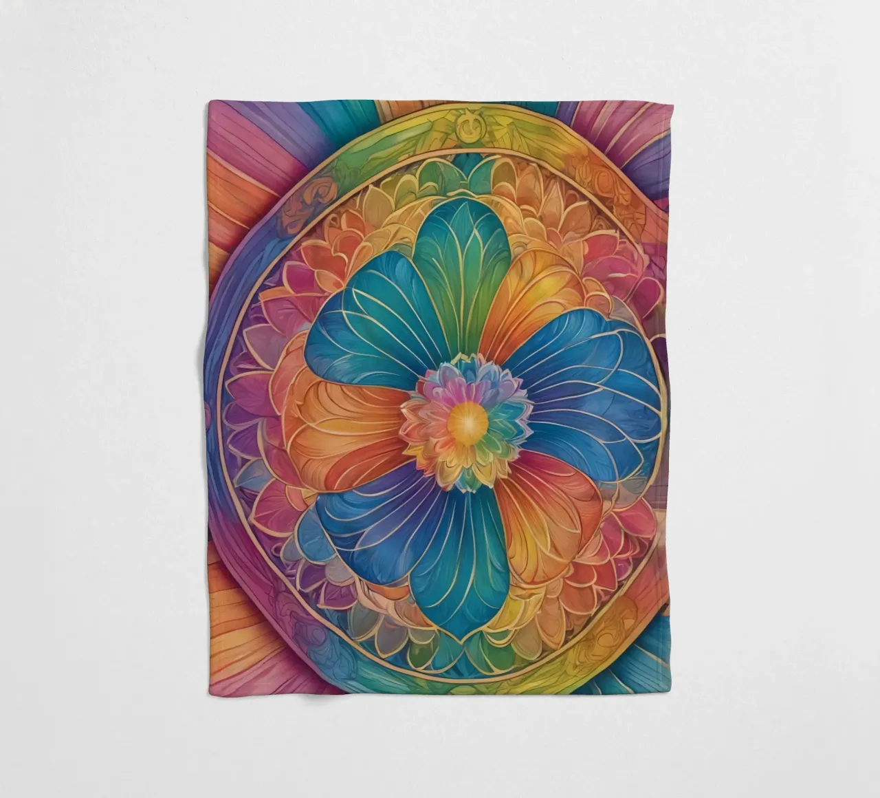 Mandala astratto arcobaleno coperta in pile da DesignDoodle