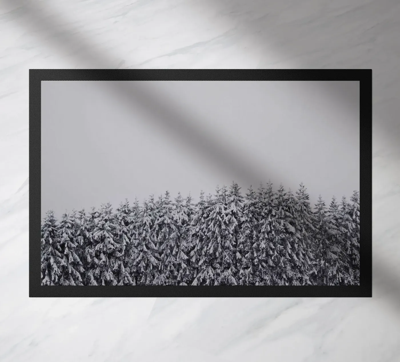 Snow-covered trees doormat by Fjöllart