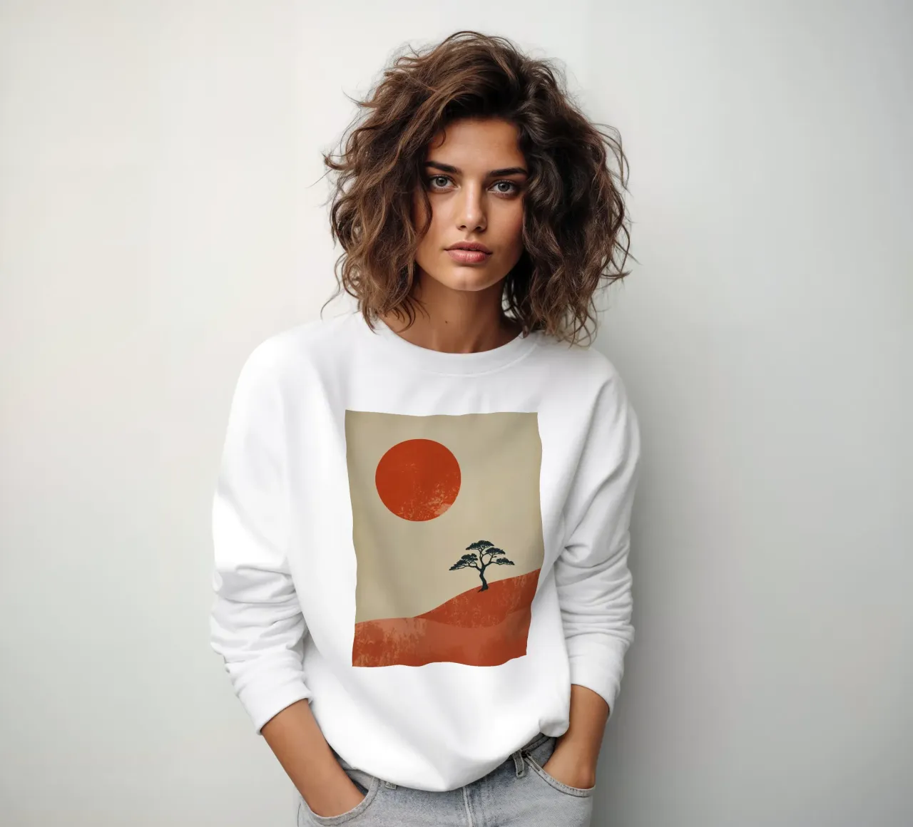 Sole rosso e albero sulle colline felpa da DesignDoodle
