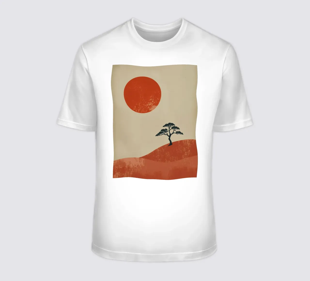 Sole rosso e albero sulle colline t-shirt da DesignDoodle