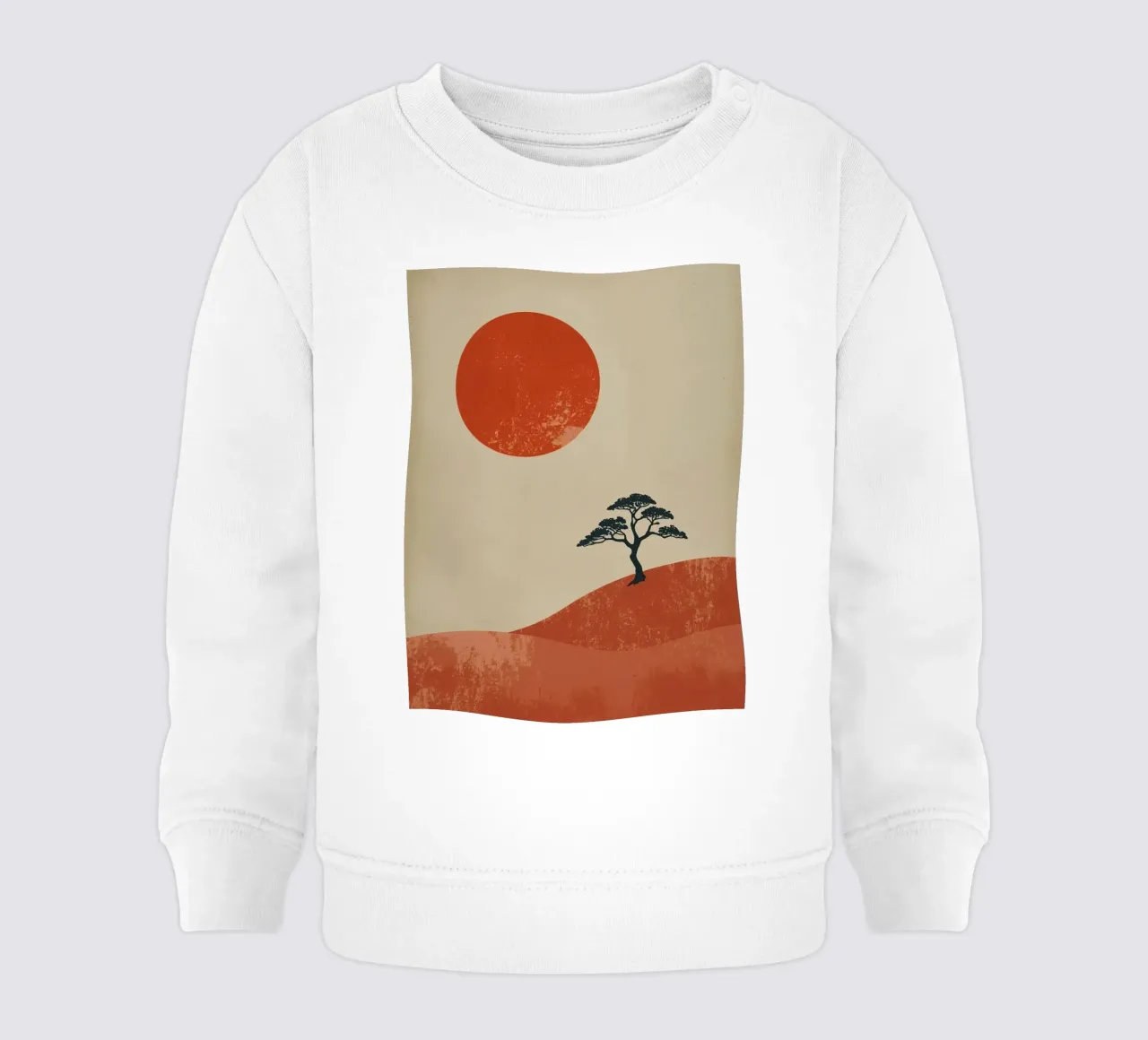 Sole rosso e albero sulle colline felpa neonato da DesignDoodle