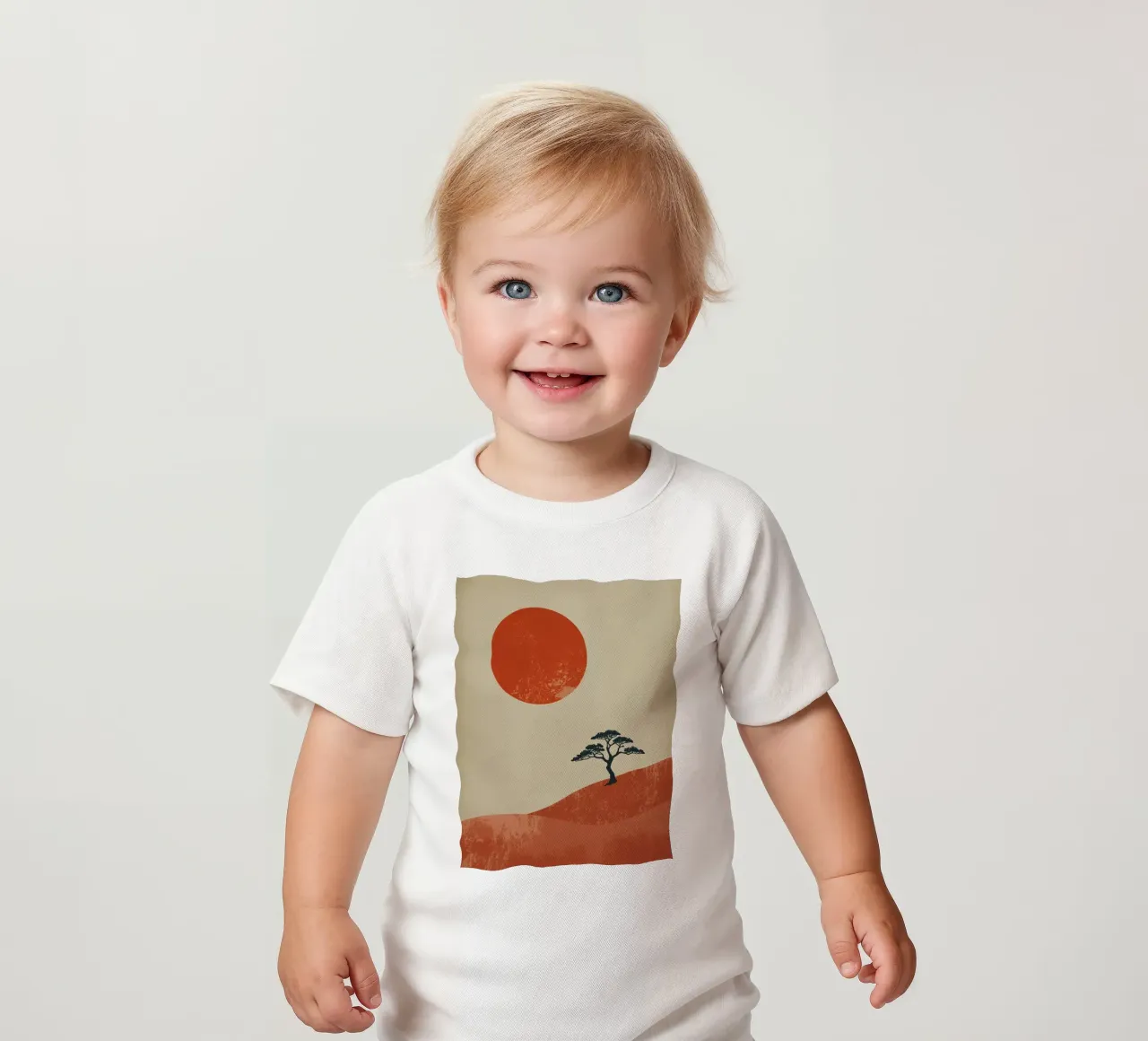 Sole rosso e albero sulle colline maglietta neonato da DesignDoodle