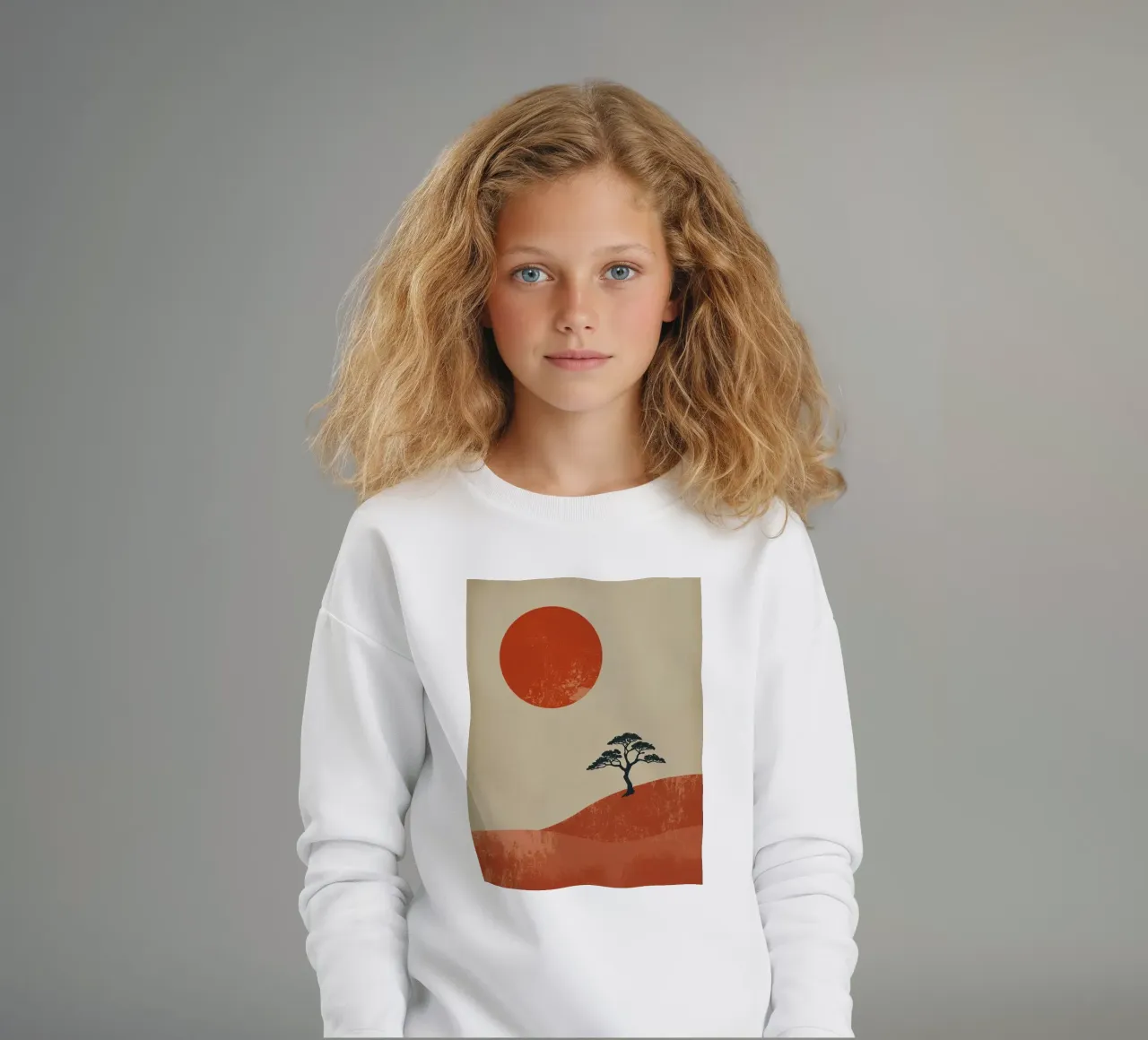 Sole rosso e albero sulle colline felpa bambino da DesignDoodle