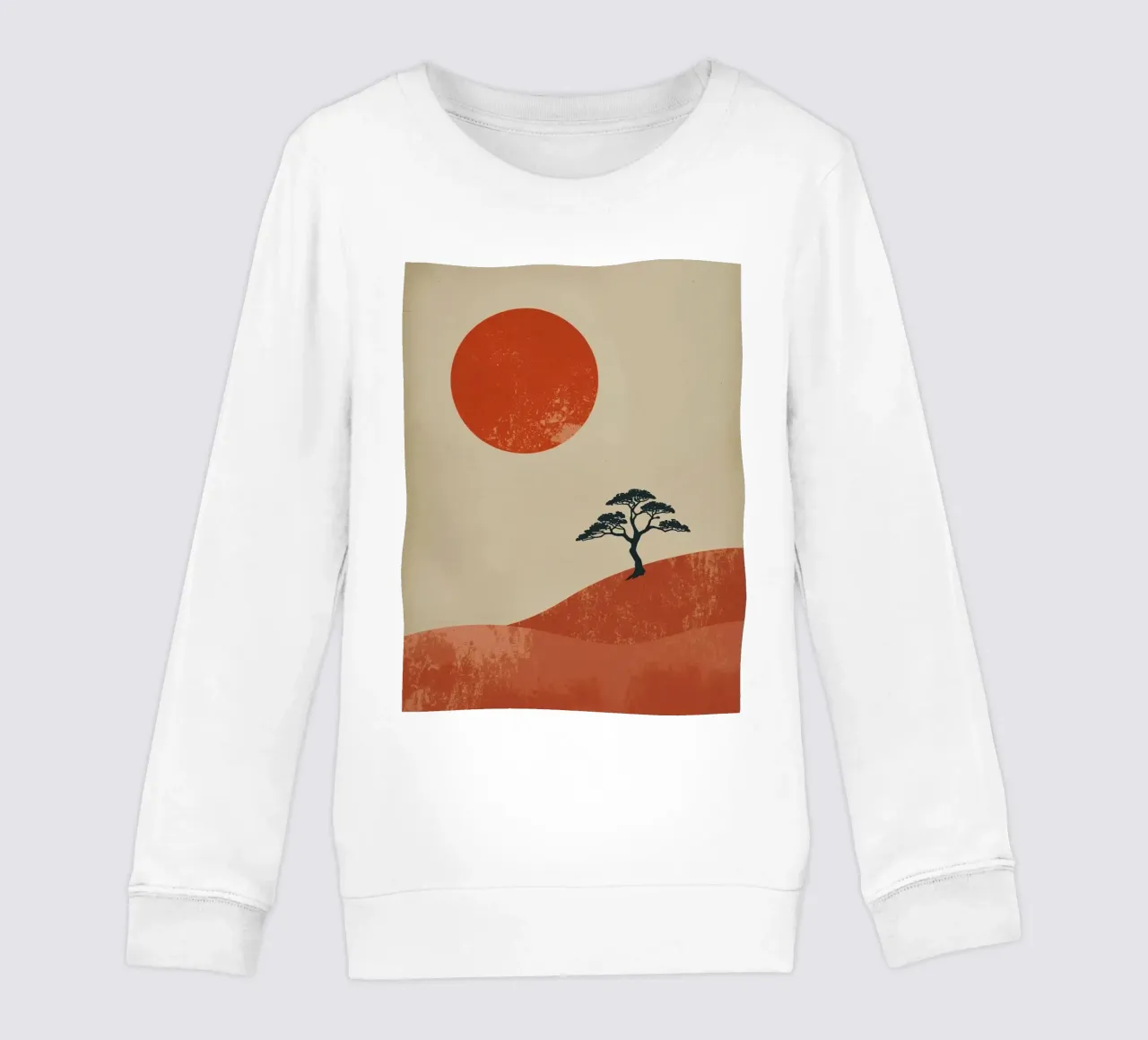 Sole rosso e albero sulle colline felpa bambino da DesignDoodle
