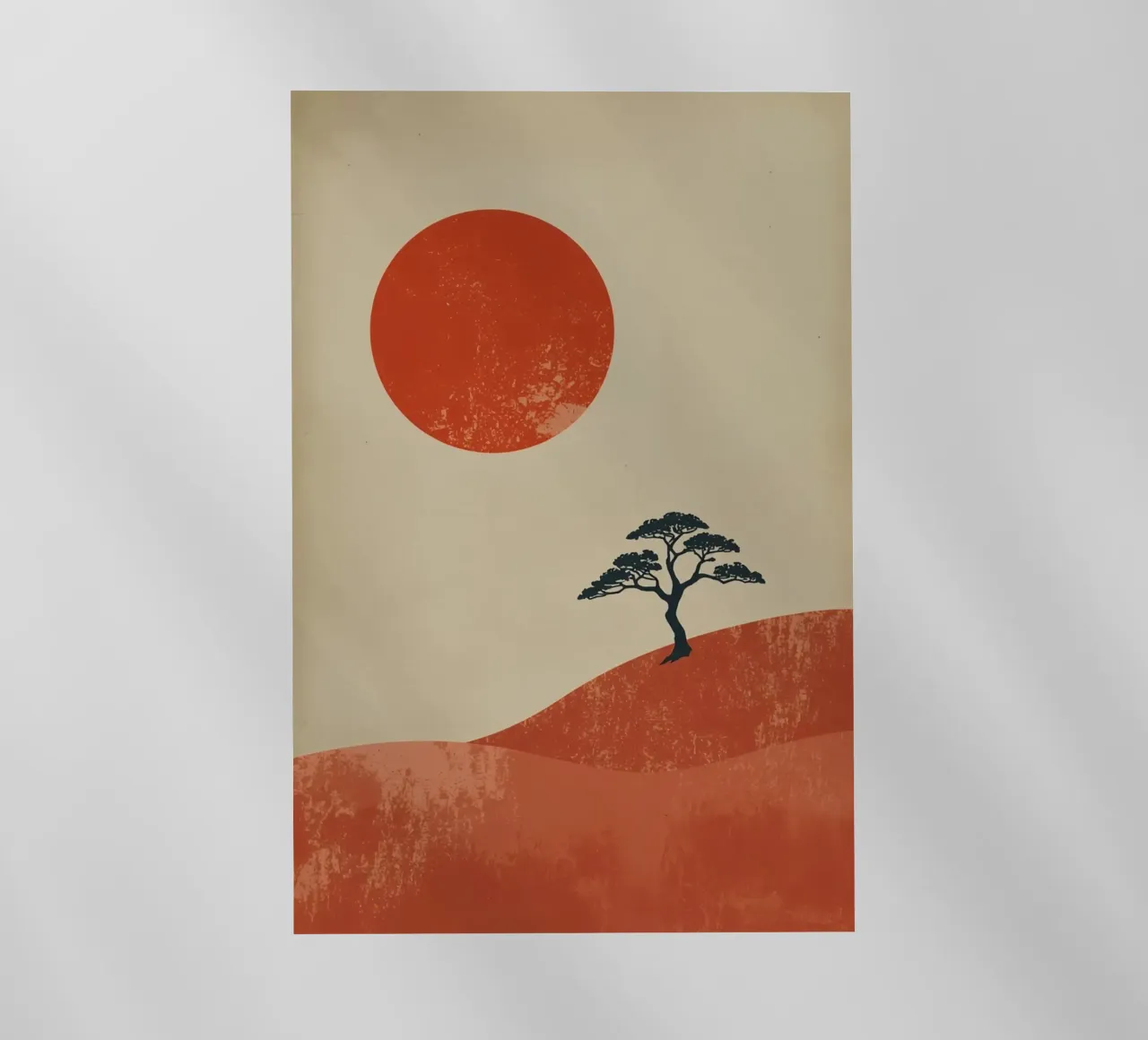 Sole rosso e albero sulle colline pellicola backlit da DesignDoodle