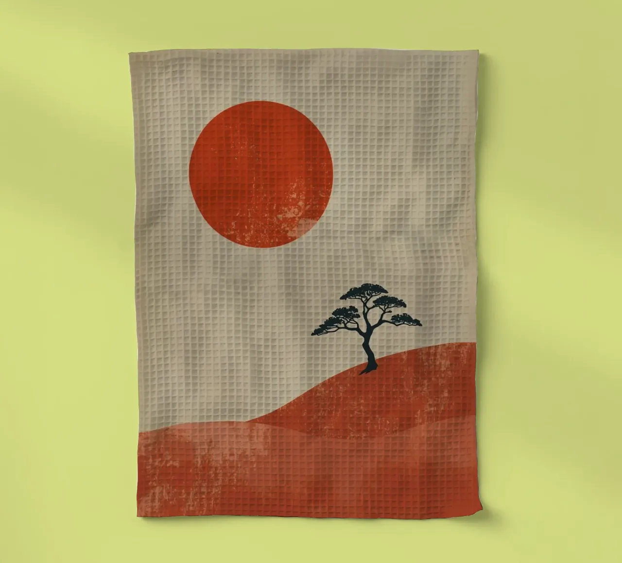 Sole rosso e albero sulle colline canovaccio da cucina da DesignDoodle