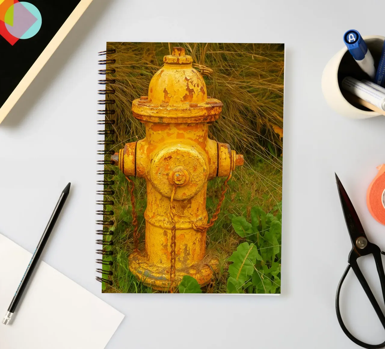 old rusty hydrant spiral notebook by tamarind