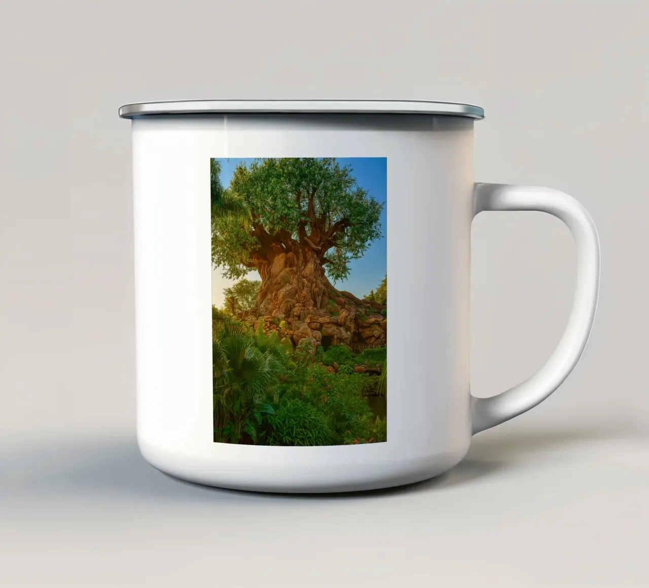 vecchio albero nella foresta tazza in smalto da tamarind