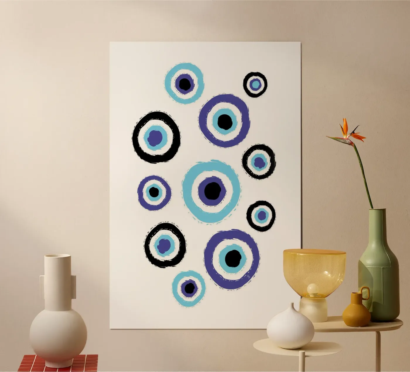 Occhi maligni blu funky poster da Martina