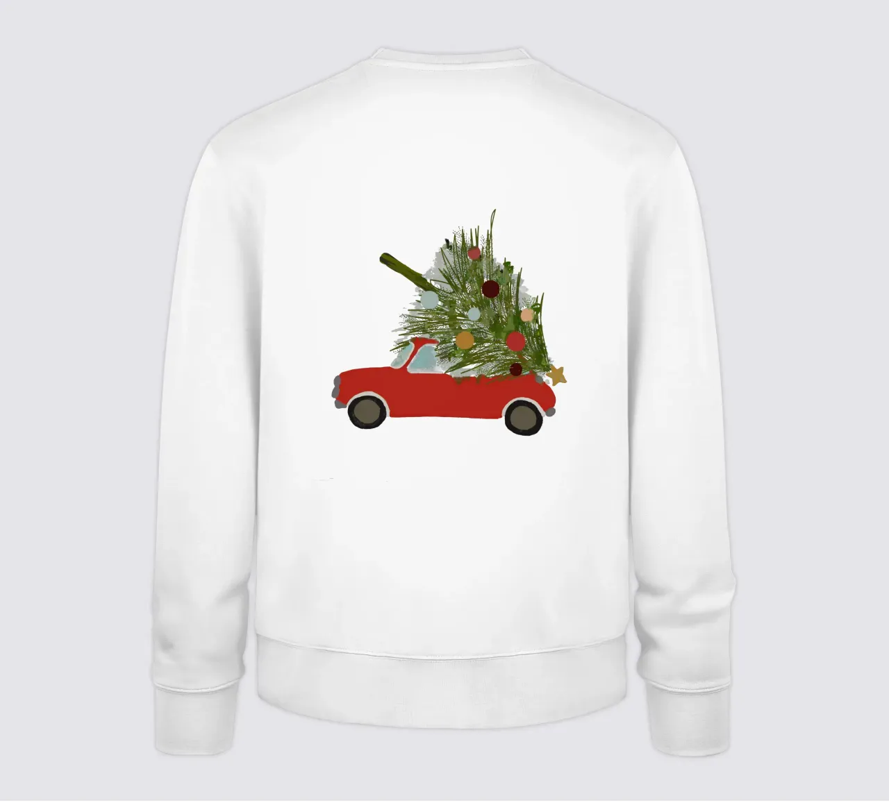 Auto natalizia retrò con albero di Natale sul tetto Rosso felpa da Alisa Knöß