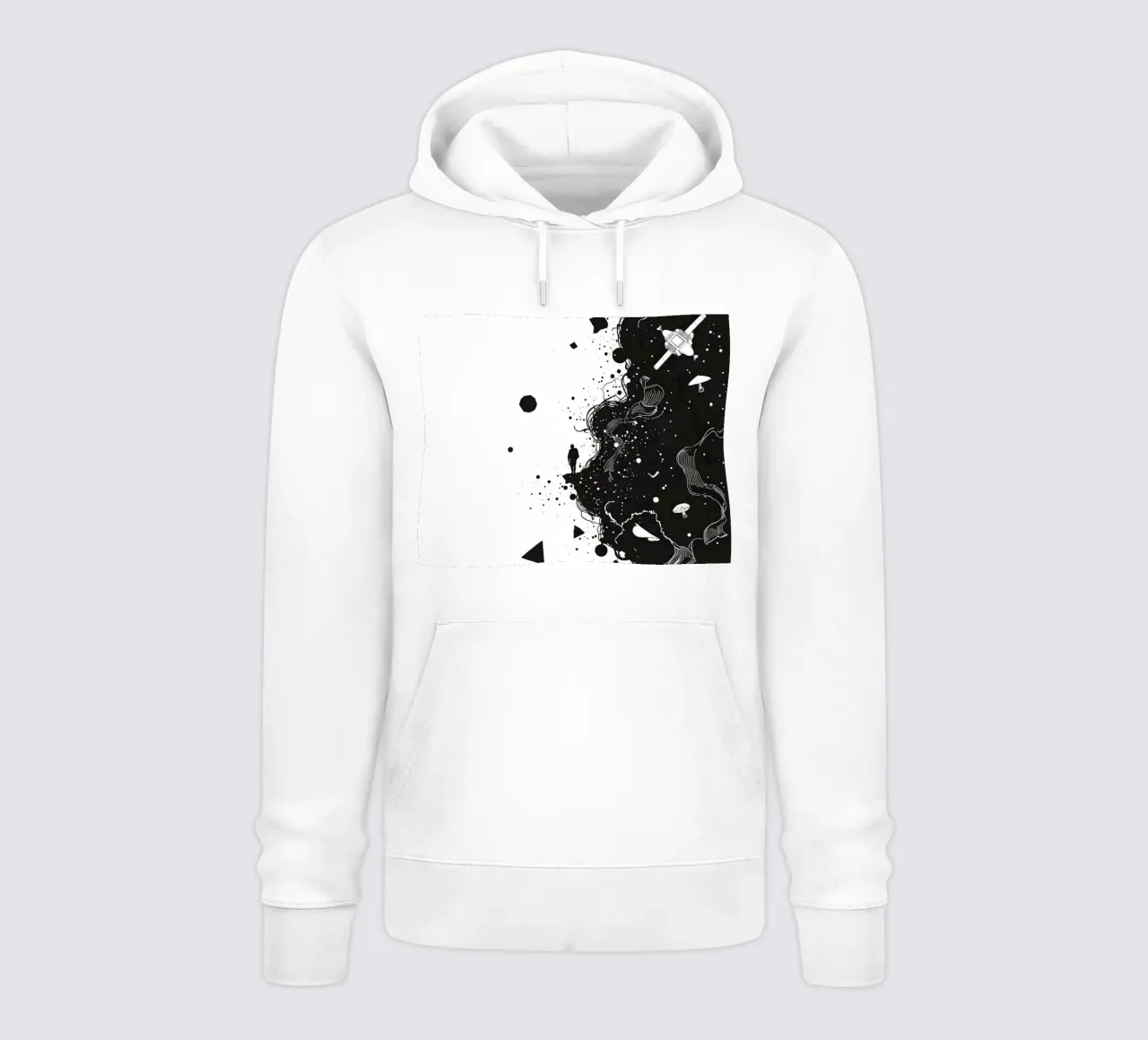 Silhouette sul bordo della scogliera con forme celestiali astratte felpa con cappuccio da DesignDoodle