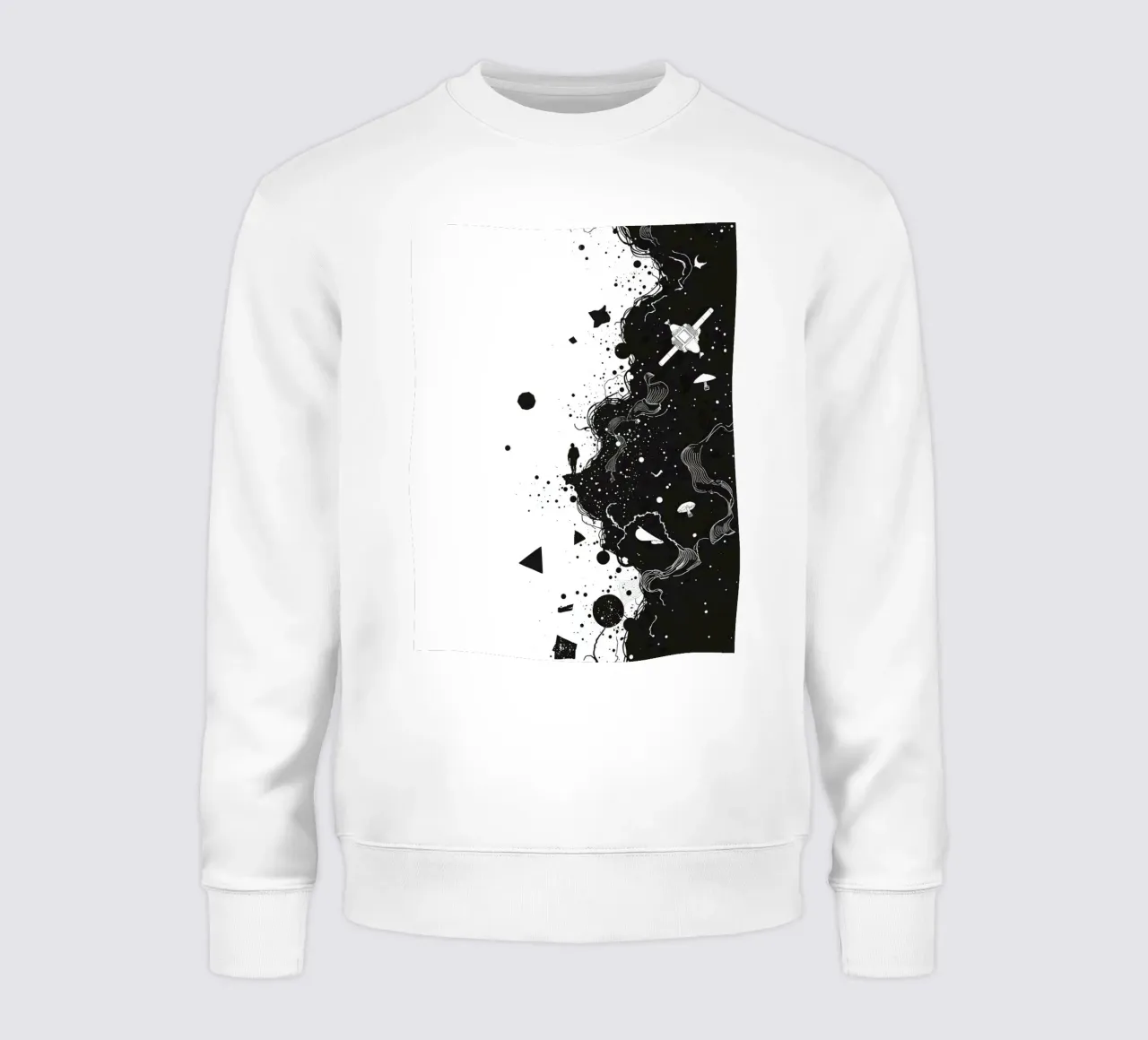 Silhouette sul bordo della scogliera con forme celestiali astratte felpa da DesignDoodle