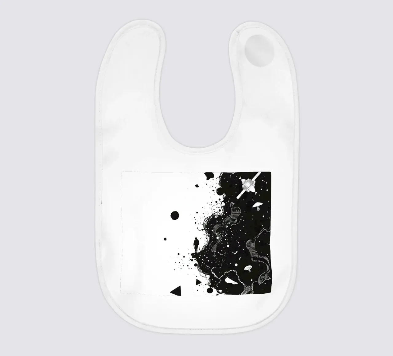 Silhouette sul bordo della scogliera con forme celestiali astratte bavaglino da DesignDoodle