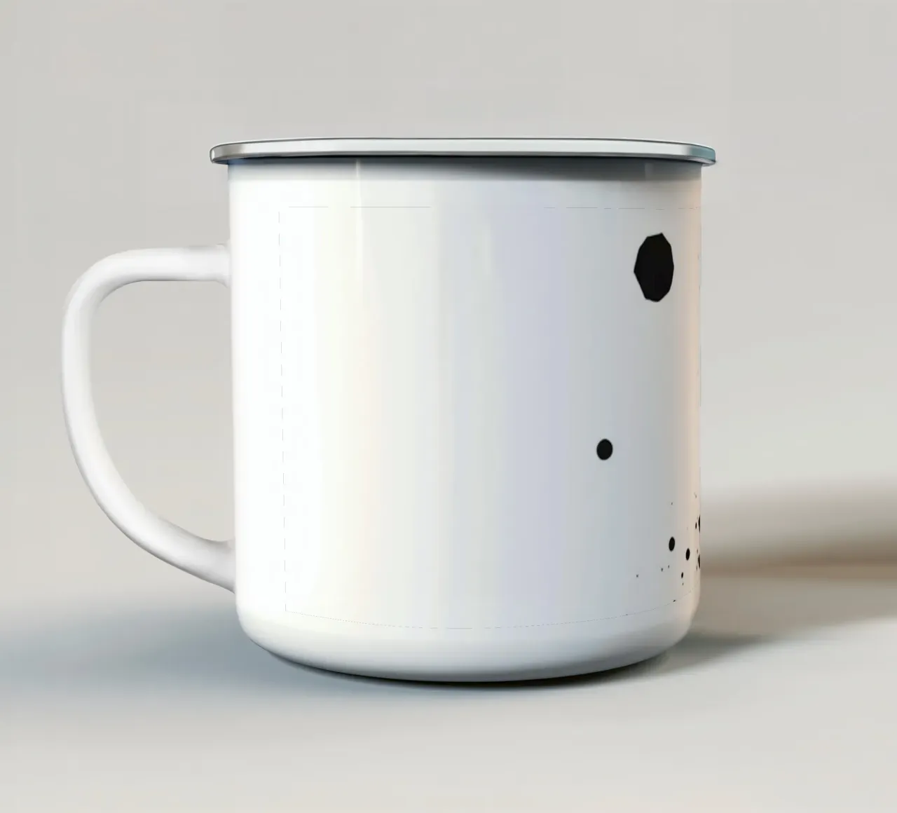Silhouette on Cliff Edge with Abstract Celestial Forms enamel mug by DesignDoodle