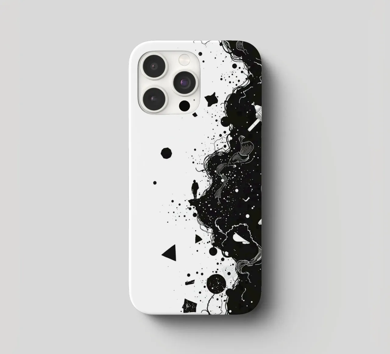 Silhouette on Cliff Edge with Abstract Celestial Forms iphone case by DesignDoodle