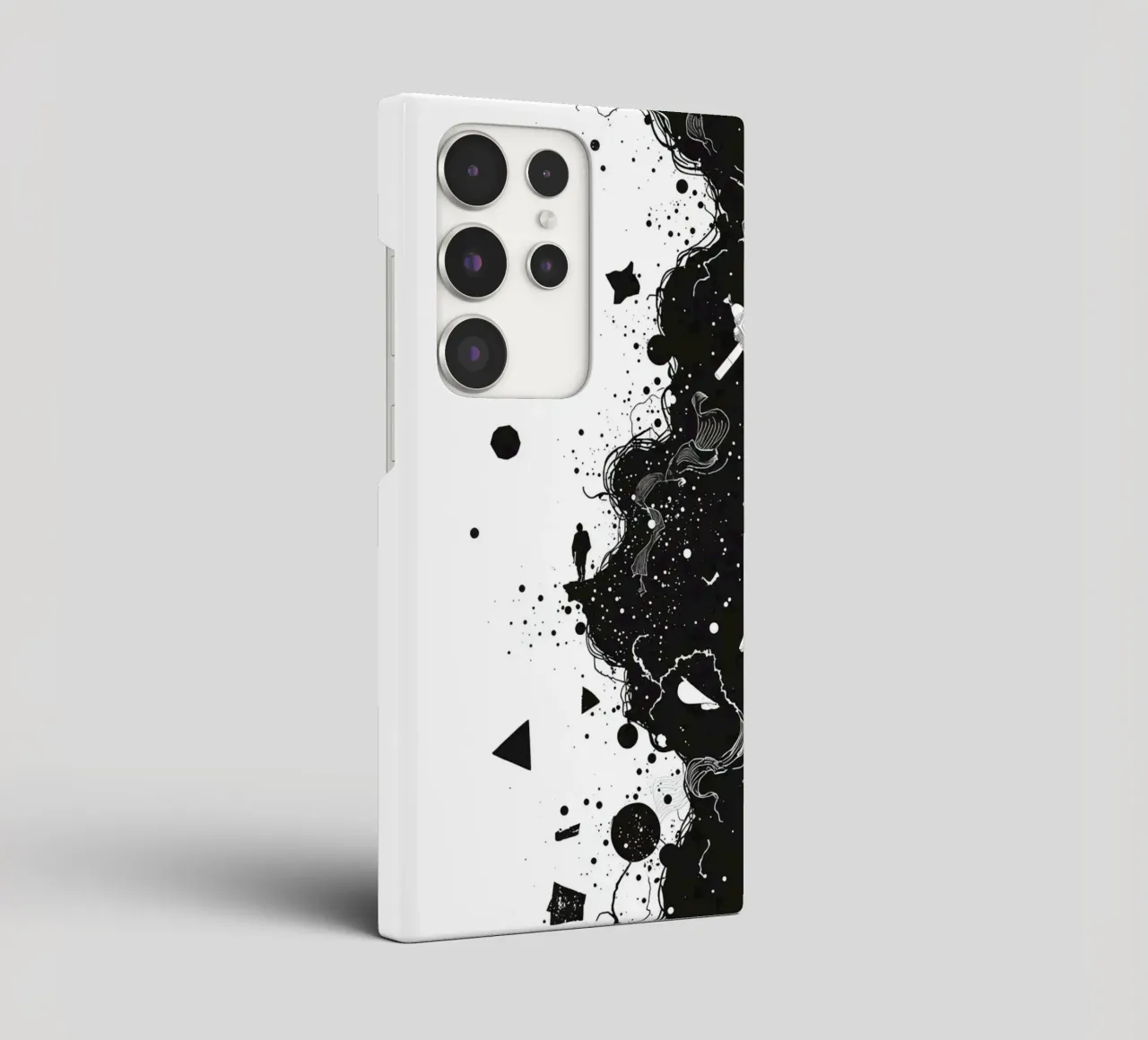 Silhouette on Cliff Edge with Abstract Celestial Forms samsung phone case by DesignDoodle