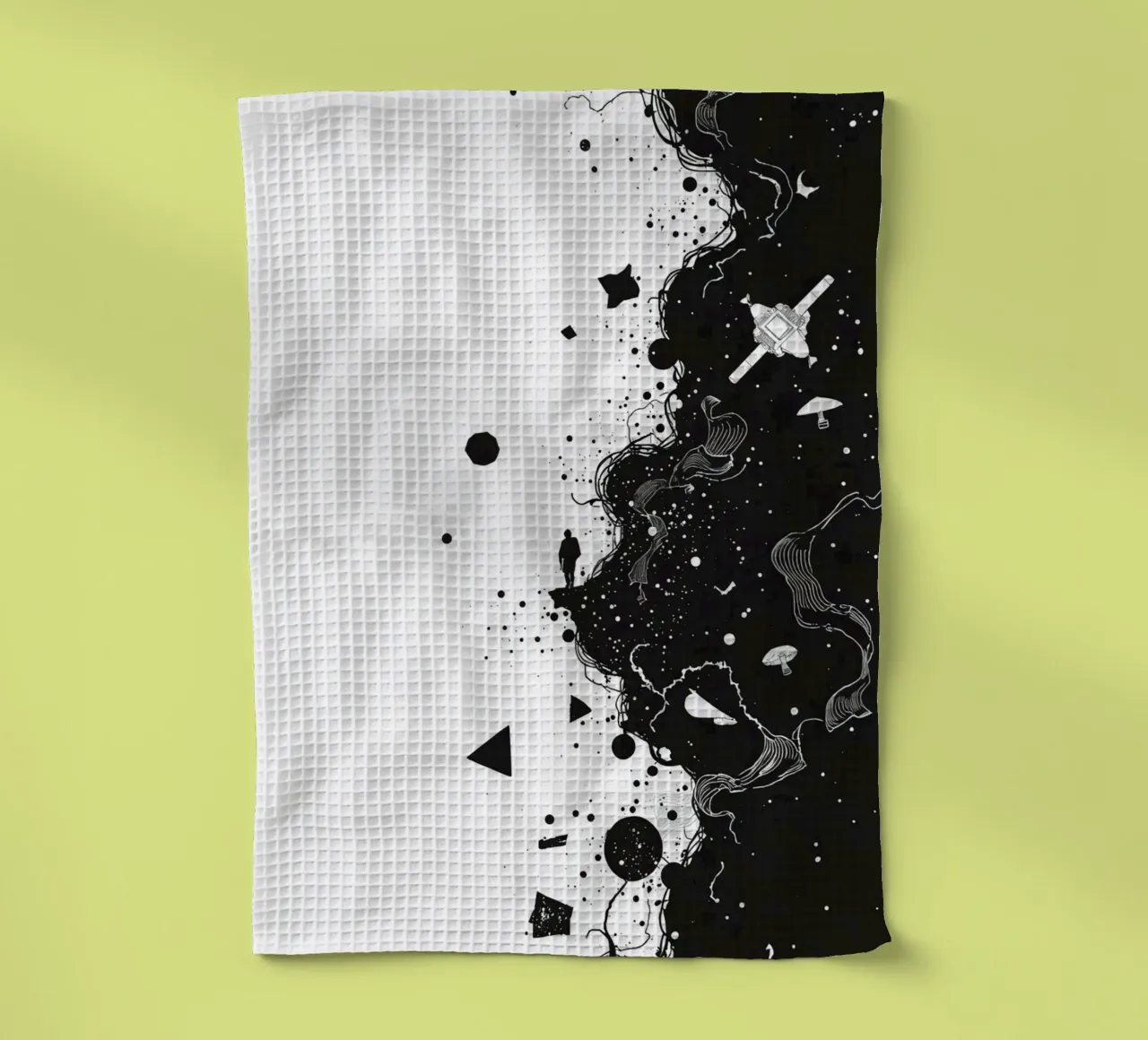 Silhouette sul bordo della scogliera con forme celestiali astratte canovaccio da cucina da DesignDoodle