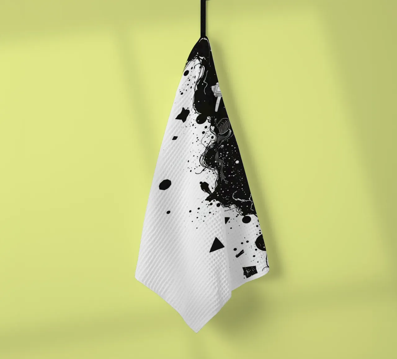 Silhouette sul bordo della scogliera con forme celestiali astratte canovaccio da cucina da DesignDoodle