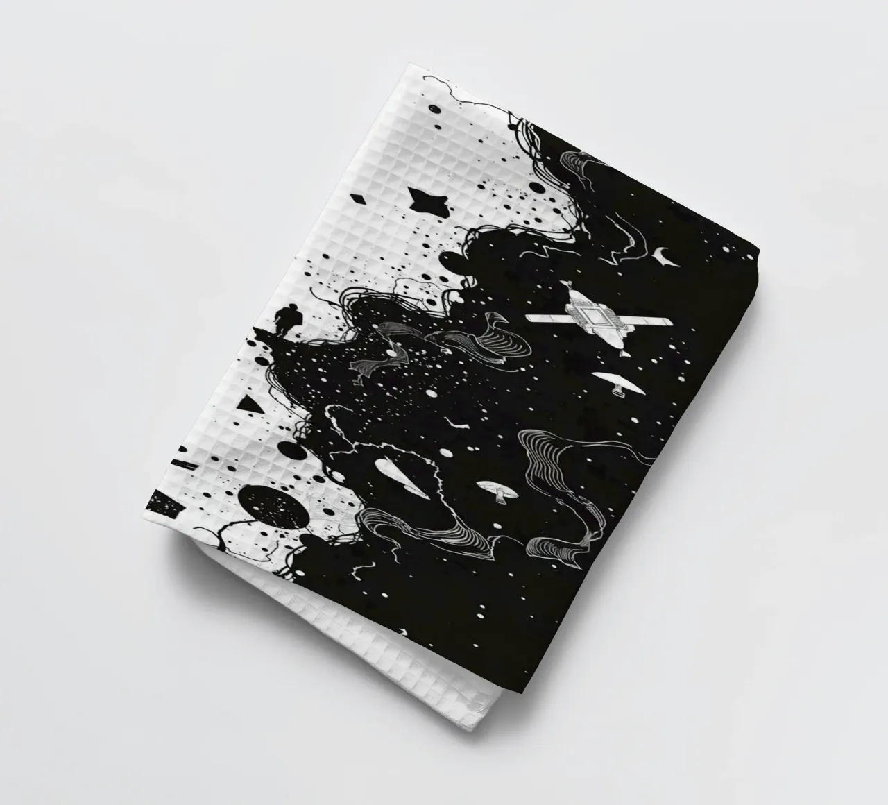 Silhouette sul bordo della scogliera con forme celestiali astratte canovaccio da cucina da DesignDoodle