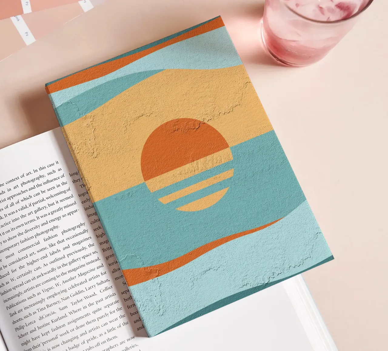 Retro textured sunset notebook by Martina
