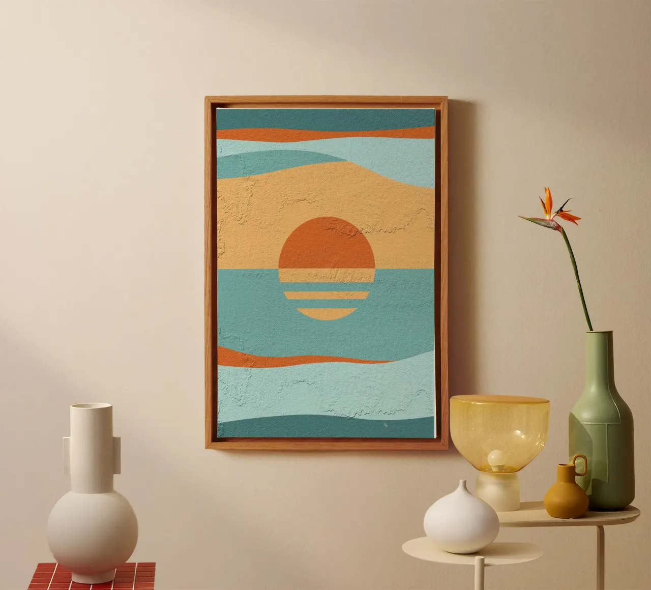 Retro getextureerde zonsondergang canvas van Martina