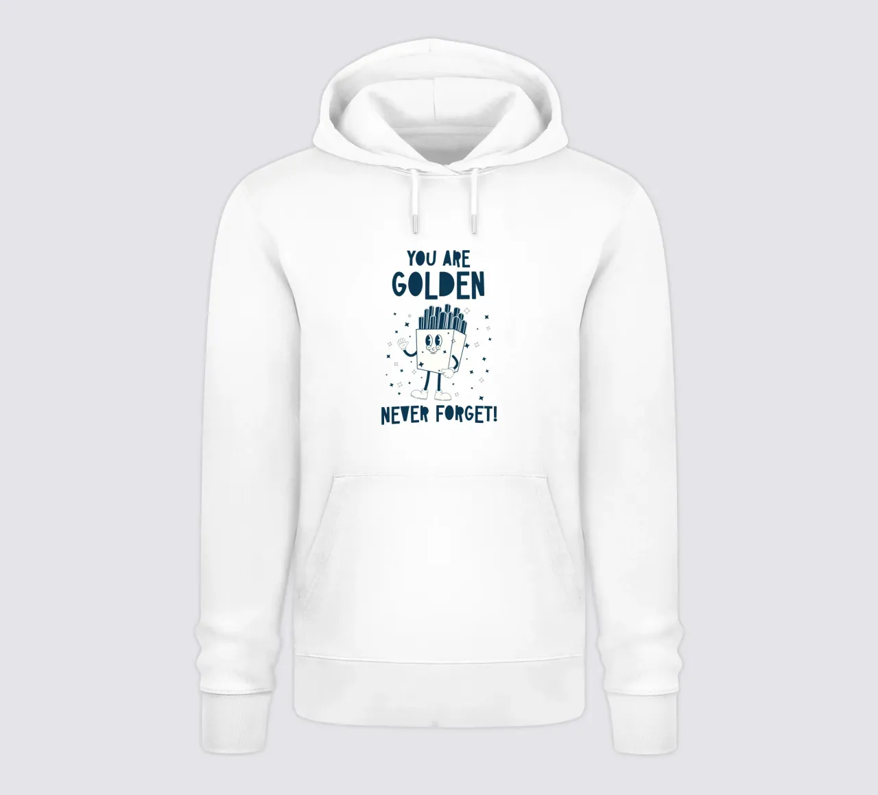 Retro Fries Character You Are Golden Never Forget Azul Blanco sudadera con capucha de Studio Frances M