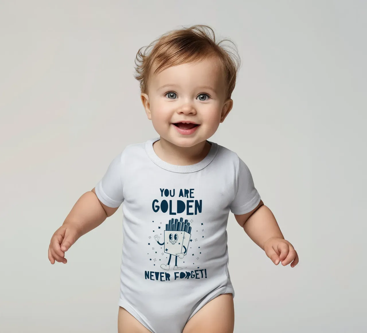 Retro Fries Character You Are Golden Never Forget Azul Blanco body de bebé de Studio Frances M