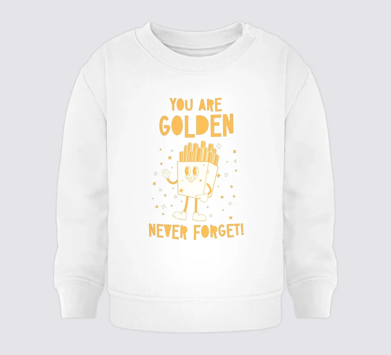 Retro Pommes Caractère You Are Golden Never Forget Jaune Blanc sweat pour bébé de Studio Frances M