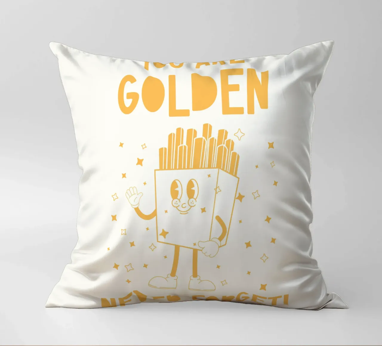 Retro Pommes Caractère You Are Golden Never Forget Jaune Blanc coussin de Studio Frances M